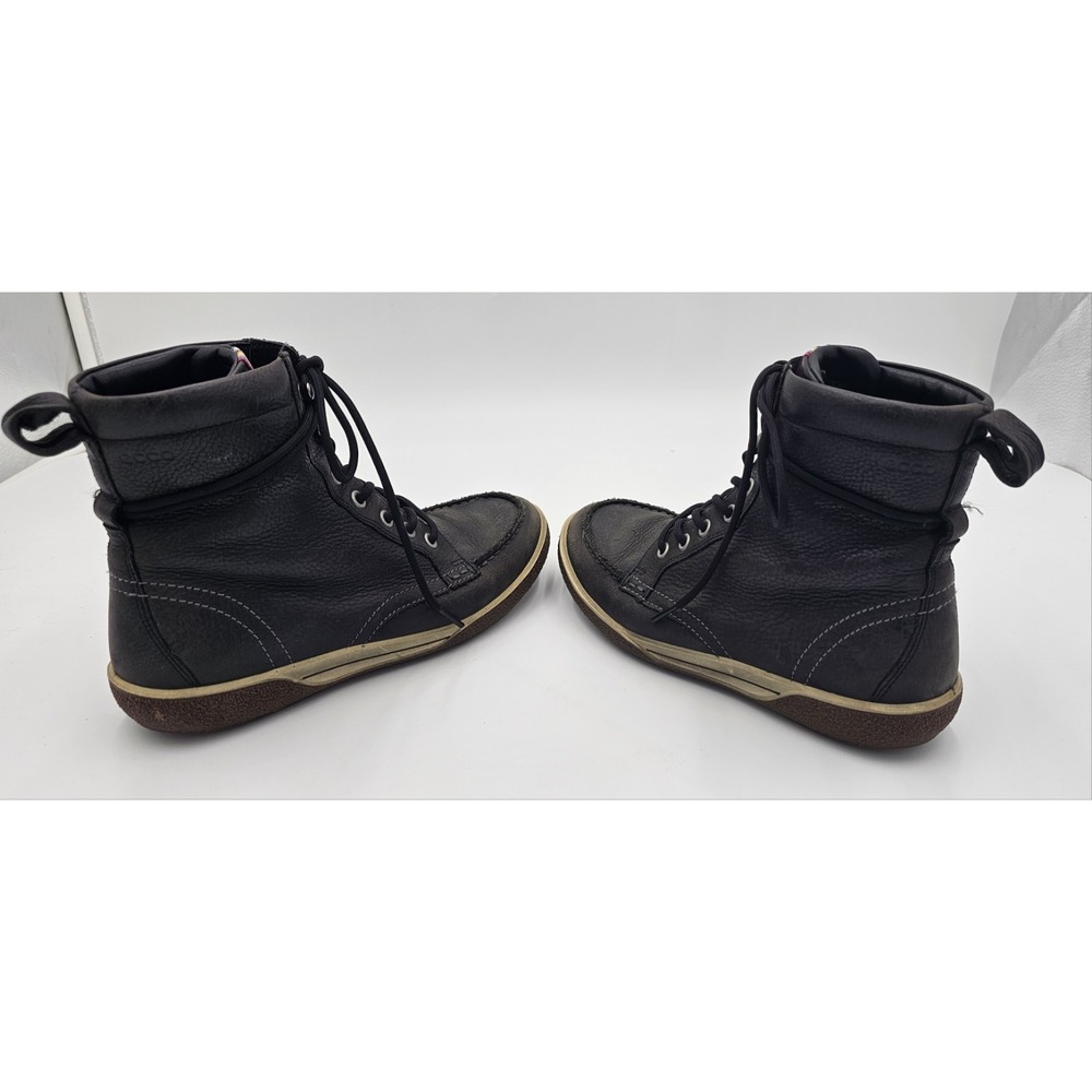 ECCO‎ Black Leather Lace Up Ankle Combat Boots – Women's Size 37 (US 6) - Picture 5 of 8